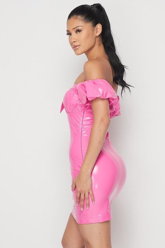 BUBBLE GUM LATEX DRESS - TRESLUSH