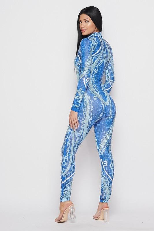 DIAMONDS JUMPSUIT - BLUE - TRESLUSH