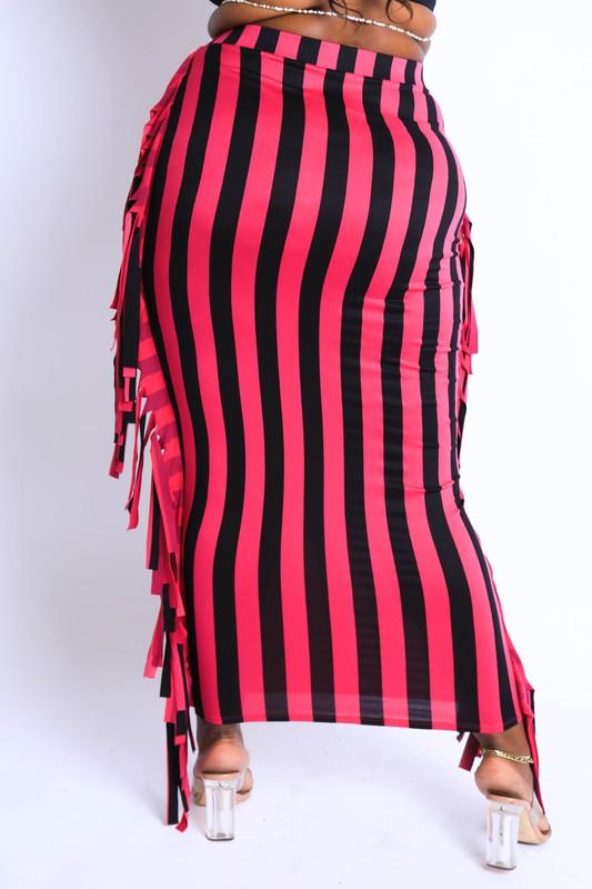 FIERY FRINGE SKIRT- DK FUSCHIA/BLACK - TRESLUSH