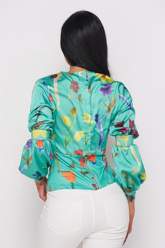 FLAVA FLORAL TOP - GREEN - TRESLUSH
