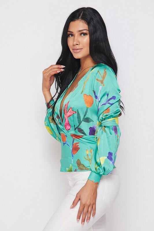 FLAVA FLORAL TOP - GREEN - TRESLUSH