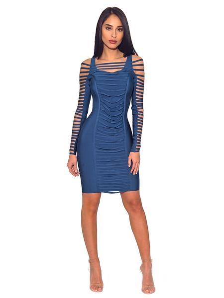 LONI CUT OUT SLEEVES BANDAGE DRESS - TRESLUSH