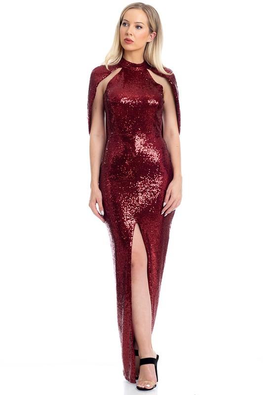 Mock Neck Sequins Dress - TRESLUSH