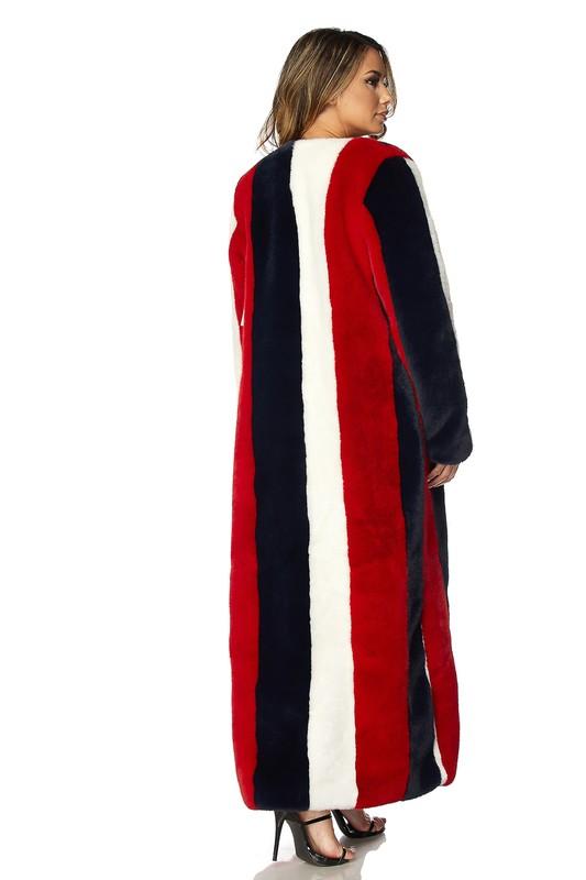MULTI COLOR STRIPED FUR COAT - TRESLUSH