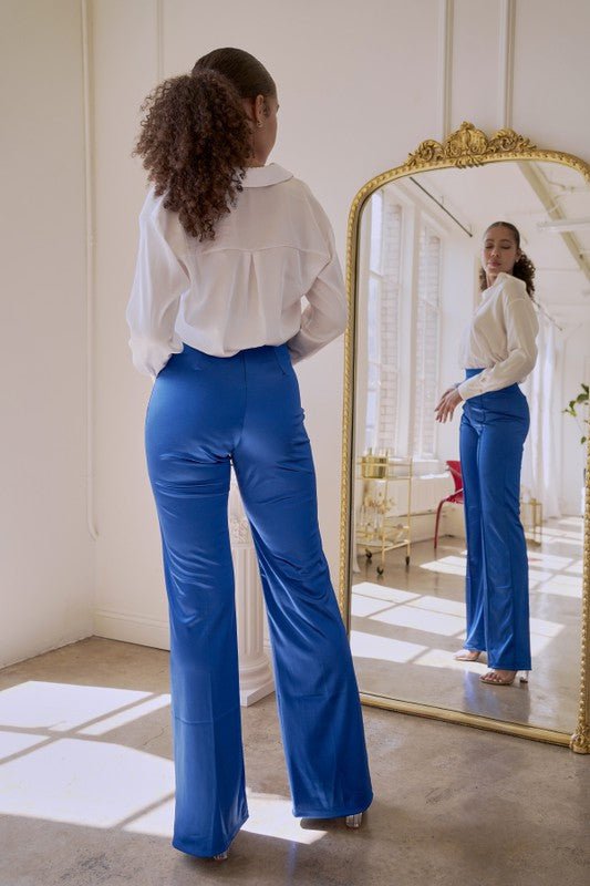 VIVIANNE SATIN PANT - Blue - TRESLUSH