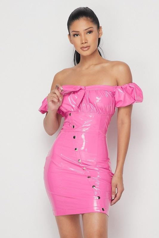 BUBBLE GUM LATEX DRESS - TRESLUSH