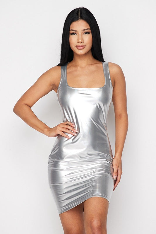 CHARDONNAY PVC DRESS- SILVER - TRESLUSH