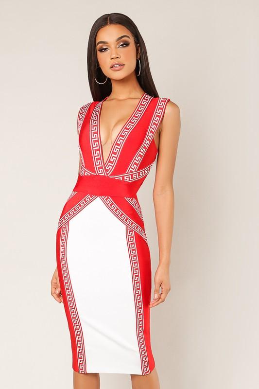 CLASSY CLUE BANDAGE DRESS - TRESLUSH