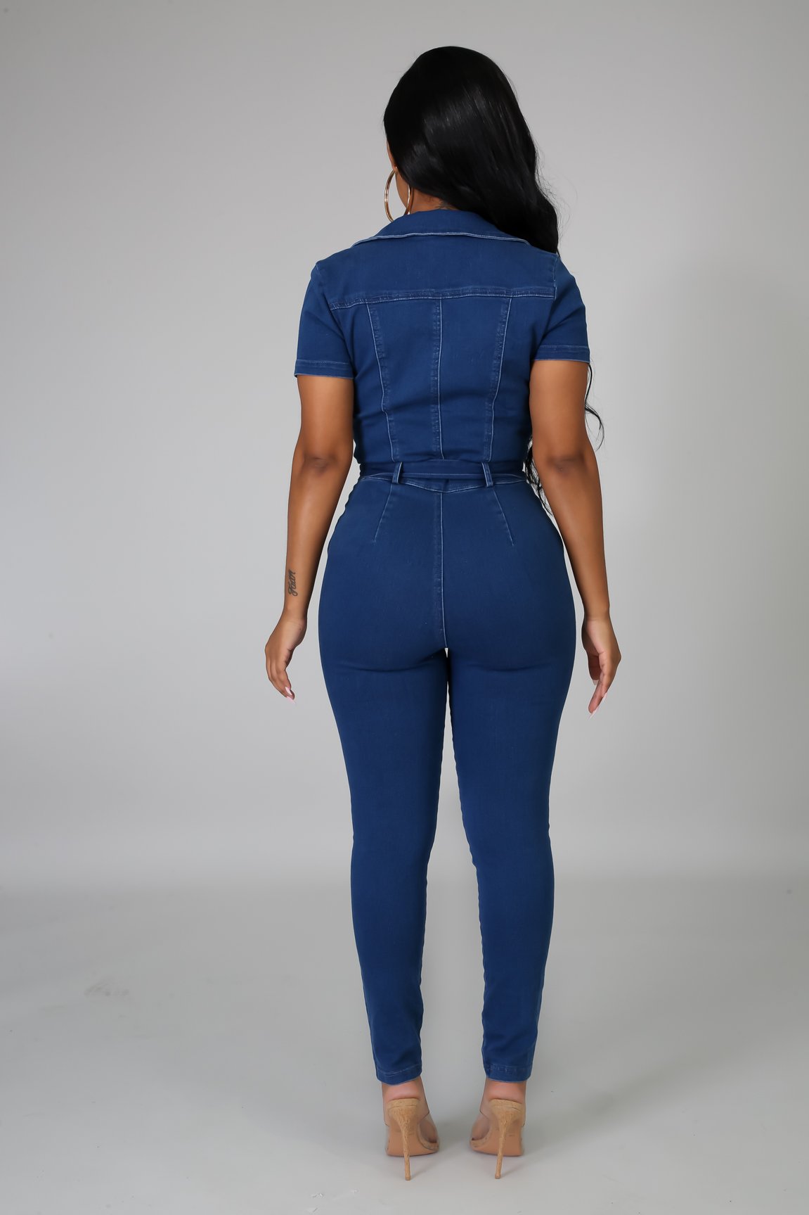 Denim Jumpsuit With Collar - TRESLUSH