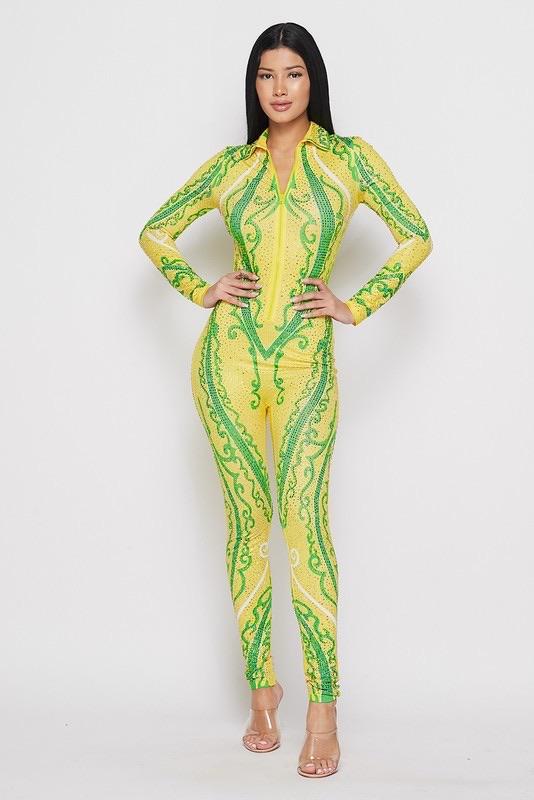 DIAMONDS JUMPSUIT - LEMON - TRESLUSH