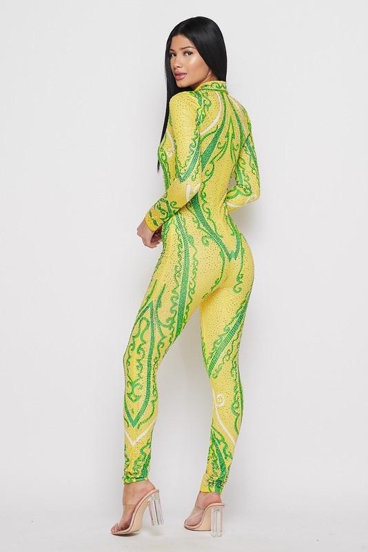 DIAMONDS JUMPSUIT - LEMON - TRESLUSH