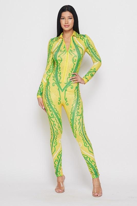 DIAMONDS JUMPSUIT - LEMON - TRESLUSH