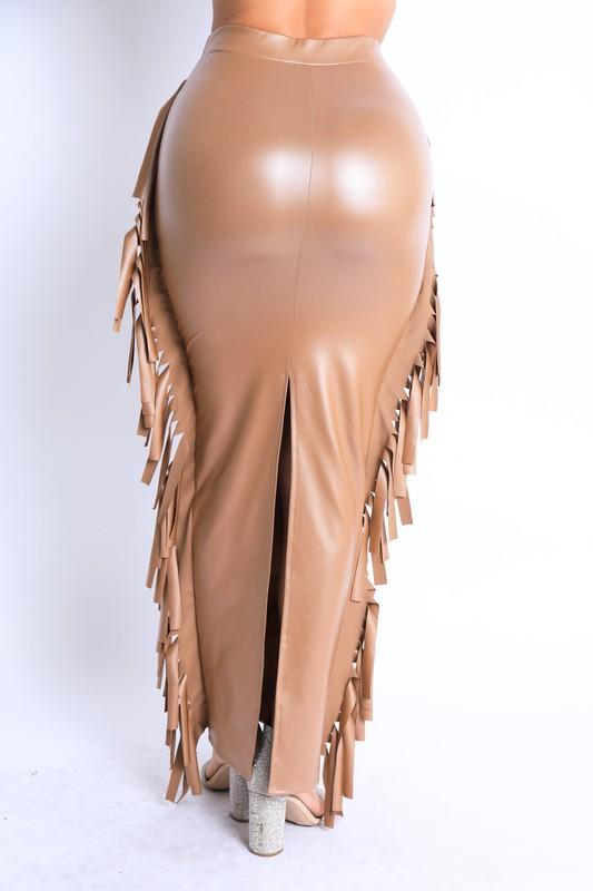 FIERY FRINGE SKIRT-MOCHA - TRESLUSH