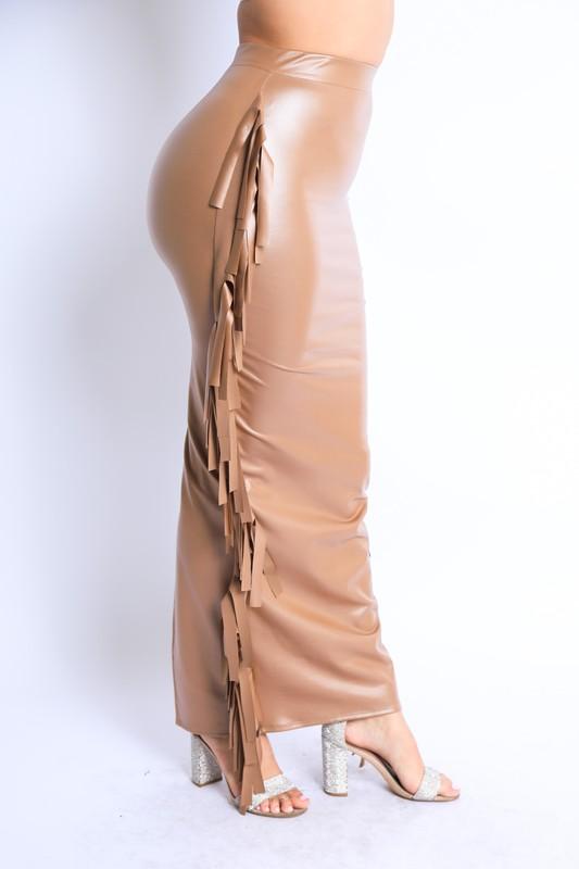 FIERY FRINGE SKIRT-MOCHA - TRESLUSH