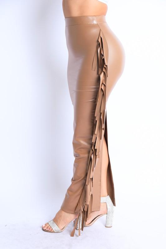 FIERY FRINGE SKIRT-MOCHA - TRESLUSH