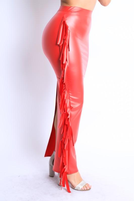 FIERY FRINGE SKIRT-RED - TRESLUSH