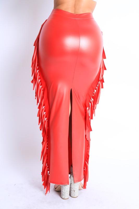 FIERY FRINGE SKIRT-RED - TRESLUSH