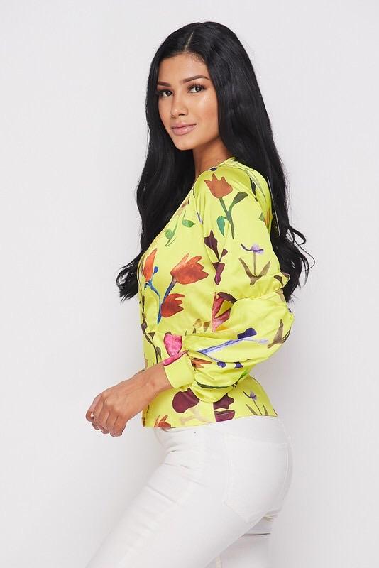 FLAVA FLORAL TOP - YELLOW - TRESLUSH