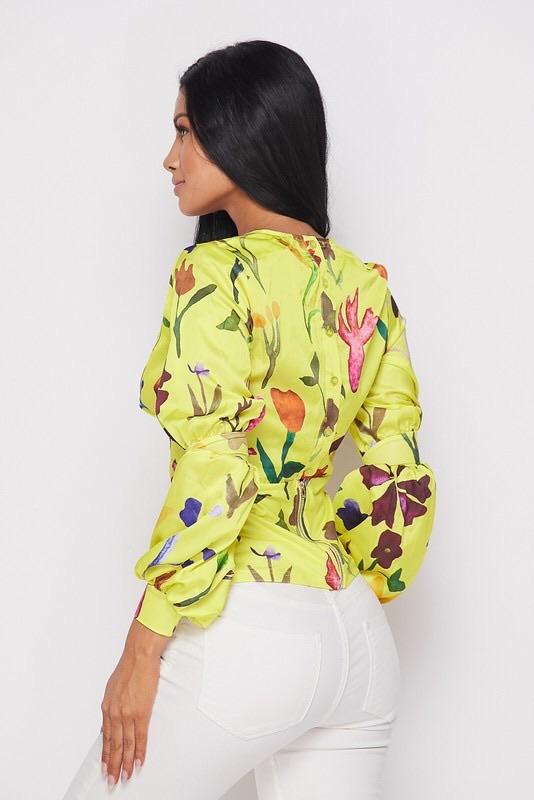 FLAVA FLORAL TOP - YELLOW - TRESLUSH