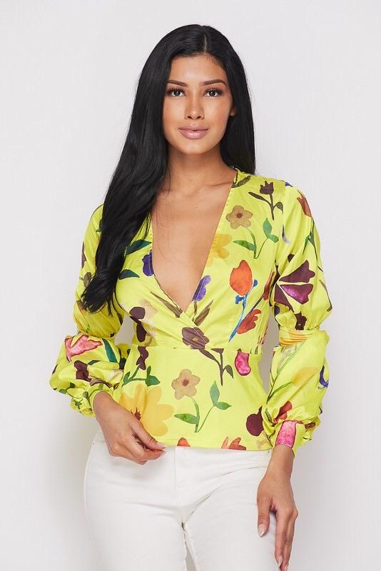 FLAVA FLORAL TOP - YELLOW - TRESLUSH