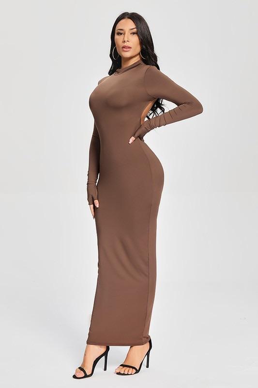 HOUR GLASS DRESS - BROWN - TRESLUSH