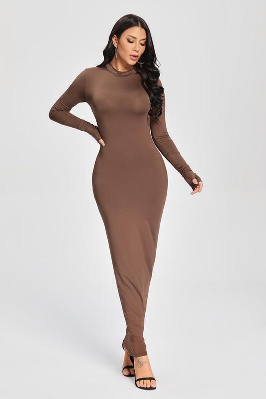 HOUR GLASS DRESS - BROWN - TRESLUSH