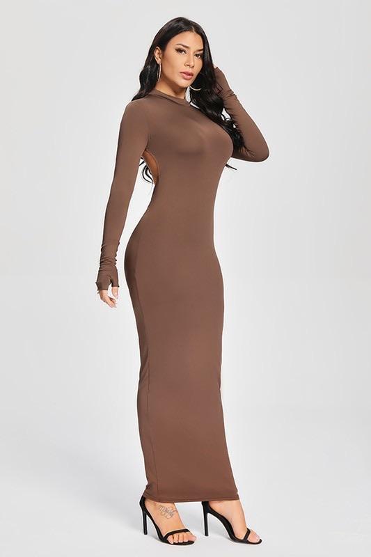 HOUR GLASS DRESS - BROWN - TRESLUSH