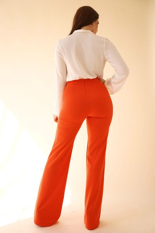 MIMI HIGH WAISTED PANT- Tangerine Orange - TRESLUSH