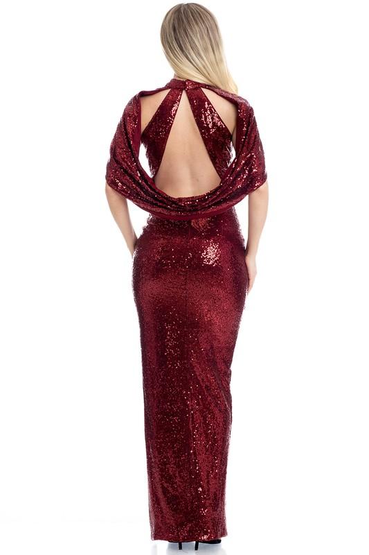 Mock Neck Sequins Dress - TRESLUSH