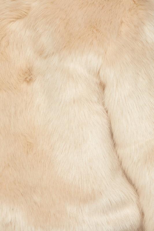 Open Front Faux Fur Jacket - Cream - TRESLUSH