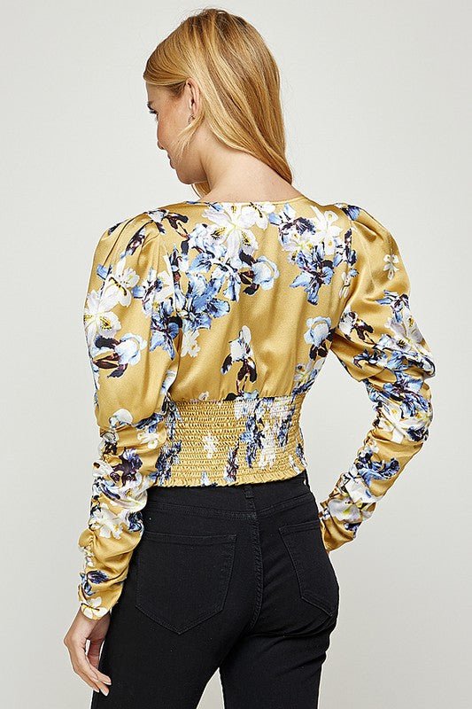 Printed Long Sleeve Top - Citron - TRESLUSH