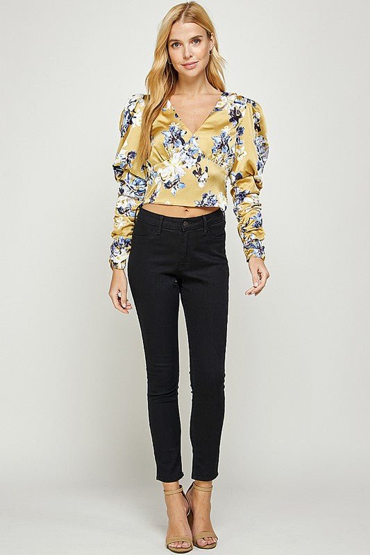 Printed Long Sleeve Top - Citron - TRESLUSH