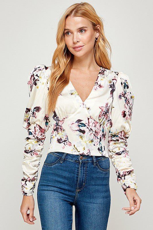 Printed Long Sleeve Top - Citron - TRESLUSH