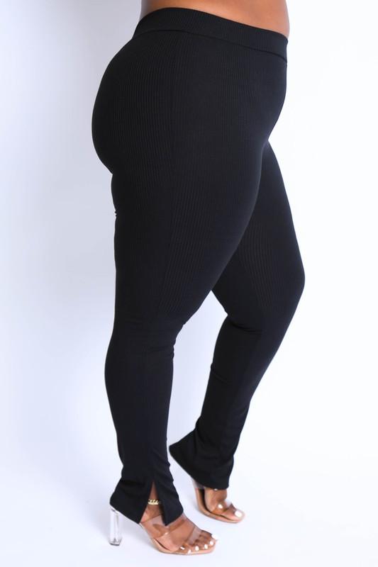 Ribbed Leggings - Black - TRESLUSH