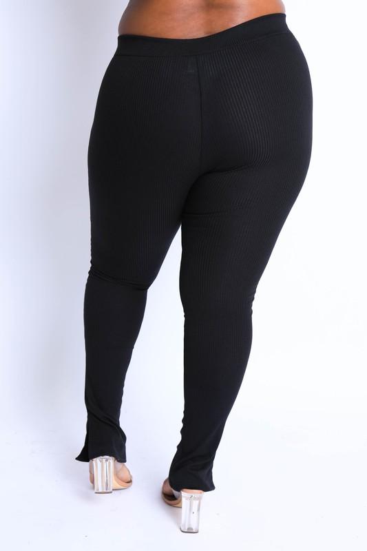 Ribbed Leggings - Black - TRESLUSH