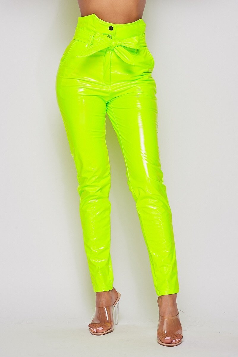 RYANNE PVC PANT - NEON ORANGE - TRESLUSH