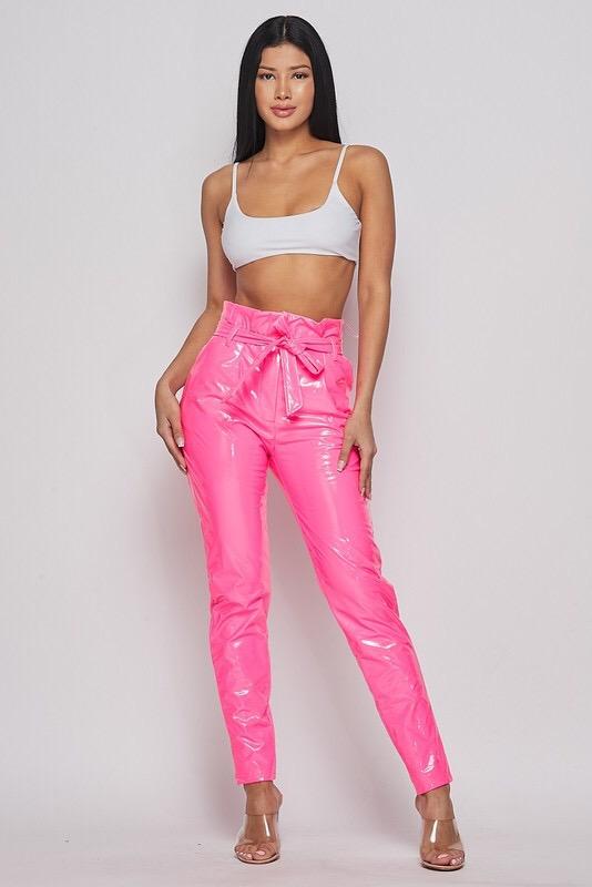 RYANNE PVC PANT - NEON ORANGE - TRESLUSH