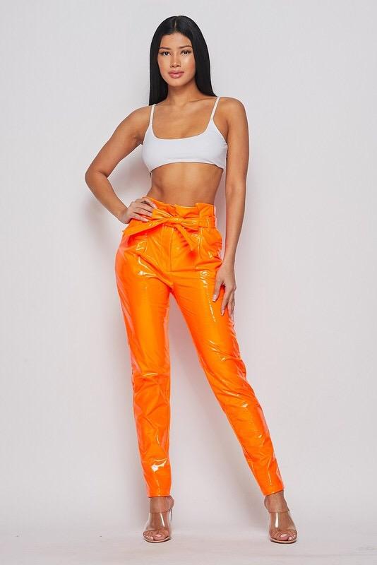 RYANNE PVC PANT - NEON PINK - TRESLUSH