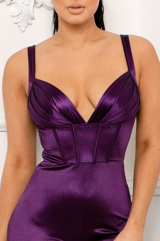 SATIN BUSTIER JUMPSUIT - TRESLUSH