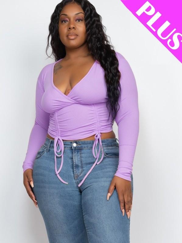 shirred cropped top - Lilac - TRESLUSH