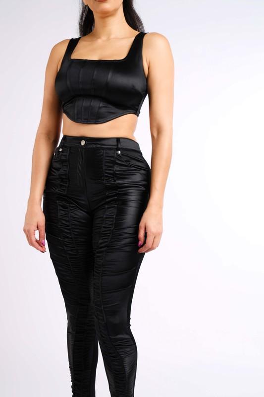 SHIRRING PANTS - BLACK - TRESLUSH