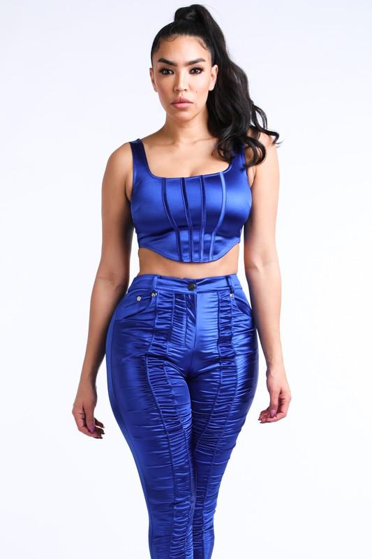 SHIRRING PANTS - BLUE - TRESLUSH