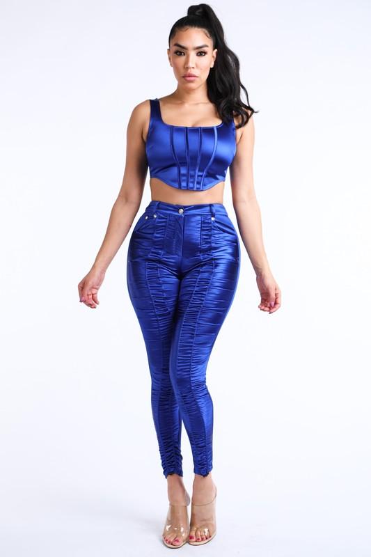 SHIRRING PANTS - BLUE - TRESLUSH