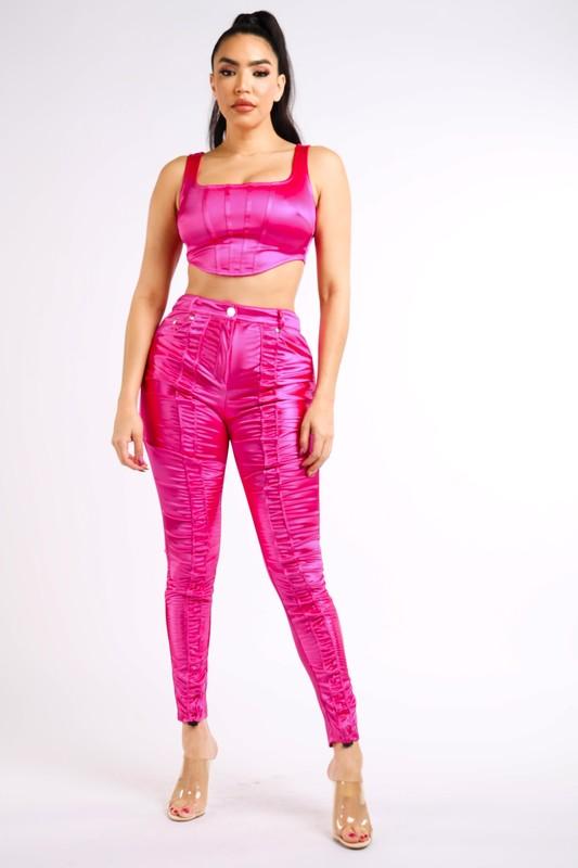 SHIRRING PANTS - PINK - TRESLUSH