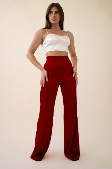 VIVIANNE SATIN PANT - BURGUNDY - TRESLUSH