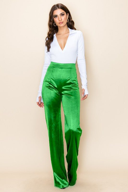 VIVIANNE SATIN PANT - Emerald - TRESLUSH