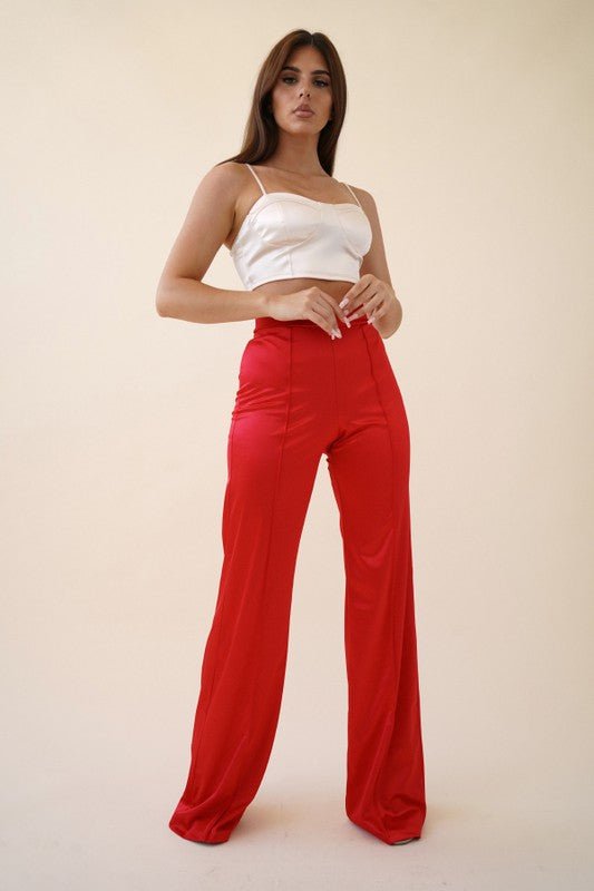 VIVIANNE SATIN PANT - RED - TRESLUSH