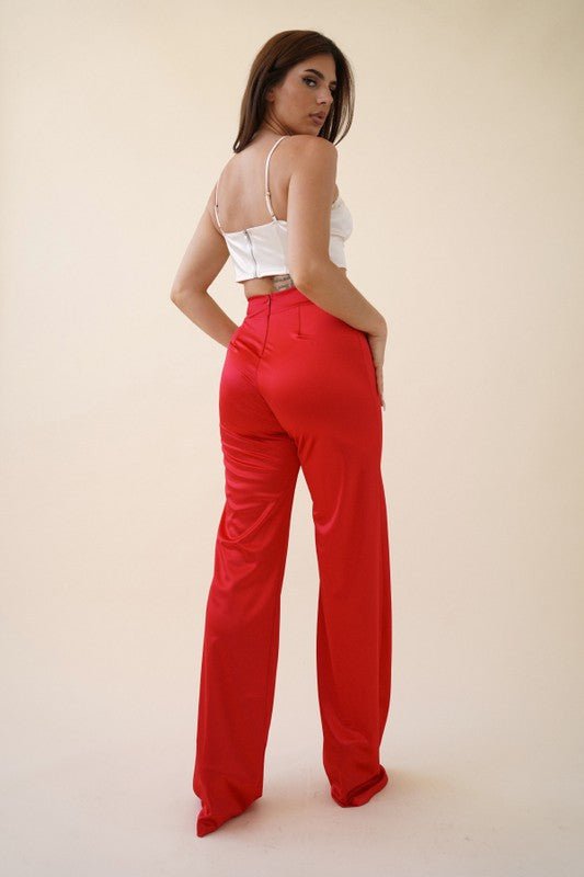 VIVIANNE SATIN PANT - RED - TRESLUSH