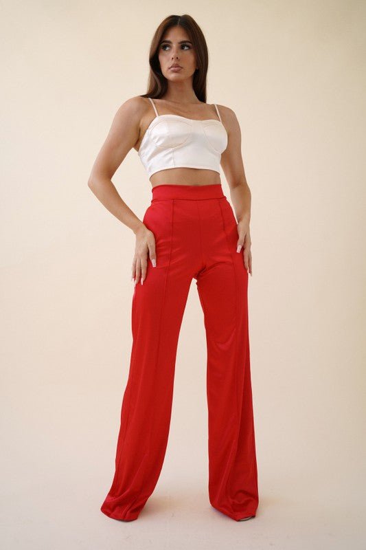 VIVIANNE SATIN PANT - RED - TRESLUSH