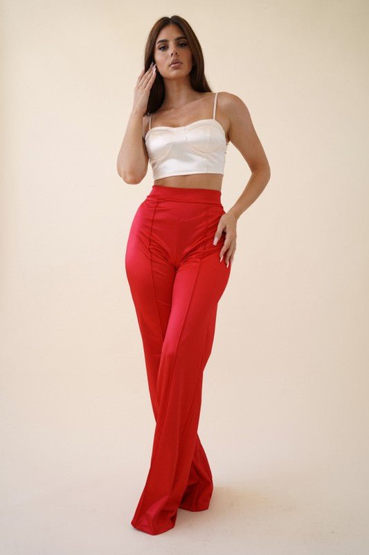 VIVIANNE SATIN PANT - RED - TRESLUSH